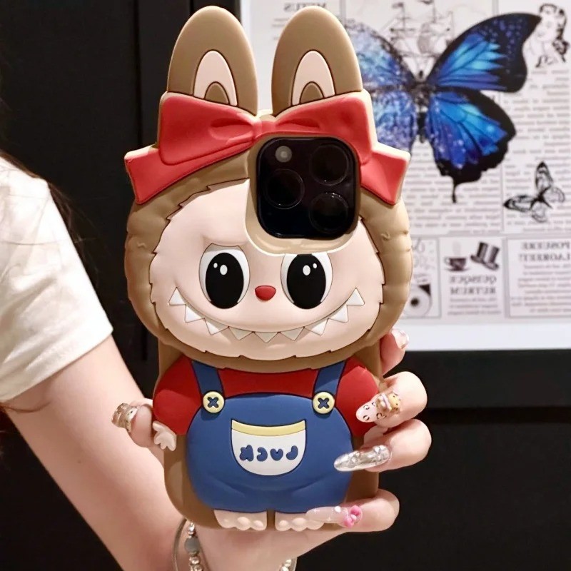 Cute 3D Labubu Silicone Phone Case For iPhone 16 15 14 Plus 13 12 11