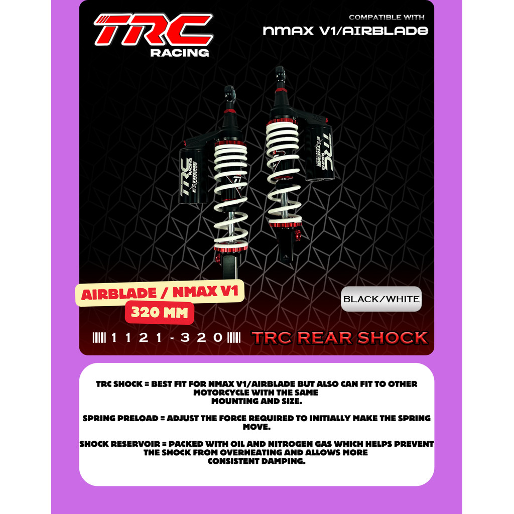 TRC Racing 320mm Rear Shock Absorber Suspension with Reservoir NMAX v1 ...