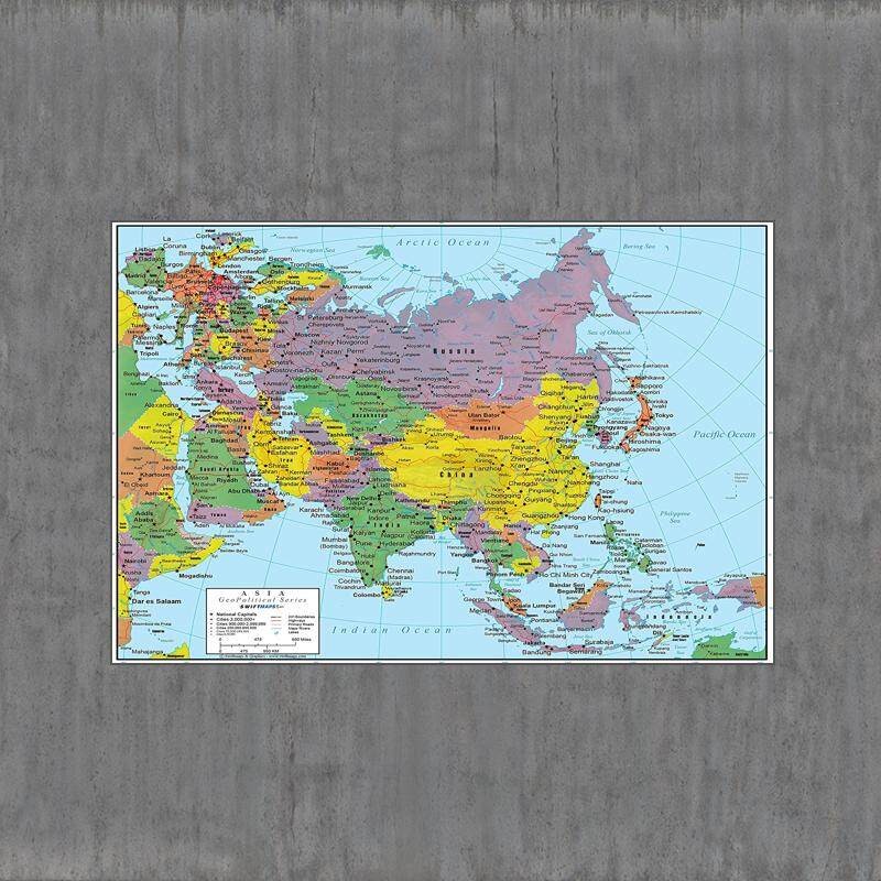 Asia Wall Map Geopolitical Edition Poster Home Wall Decor | Shopee ...