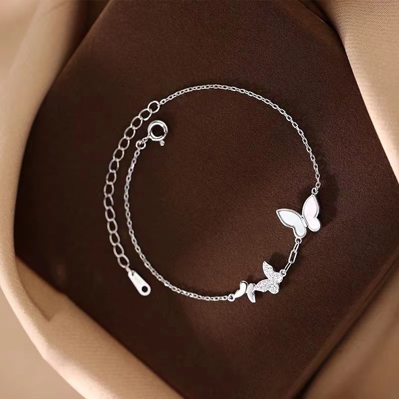 S925 Sterling Silver Butterfly Bracelet Simple Fashion Jewelry Female ...