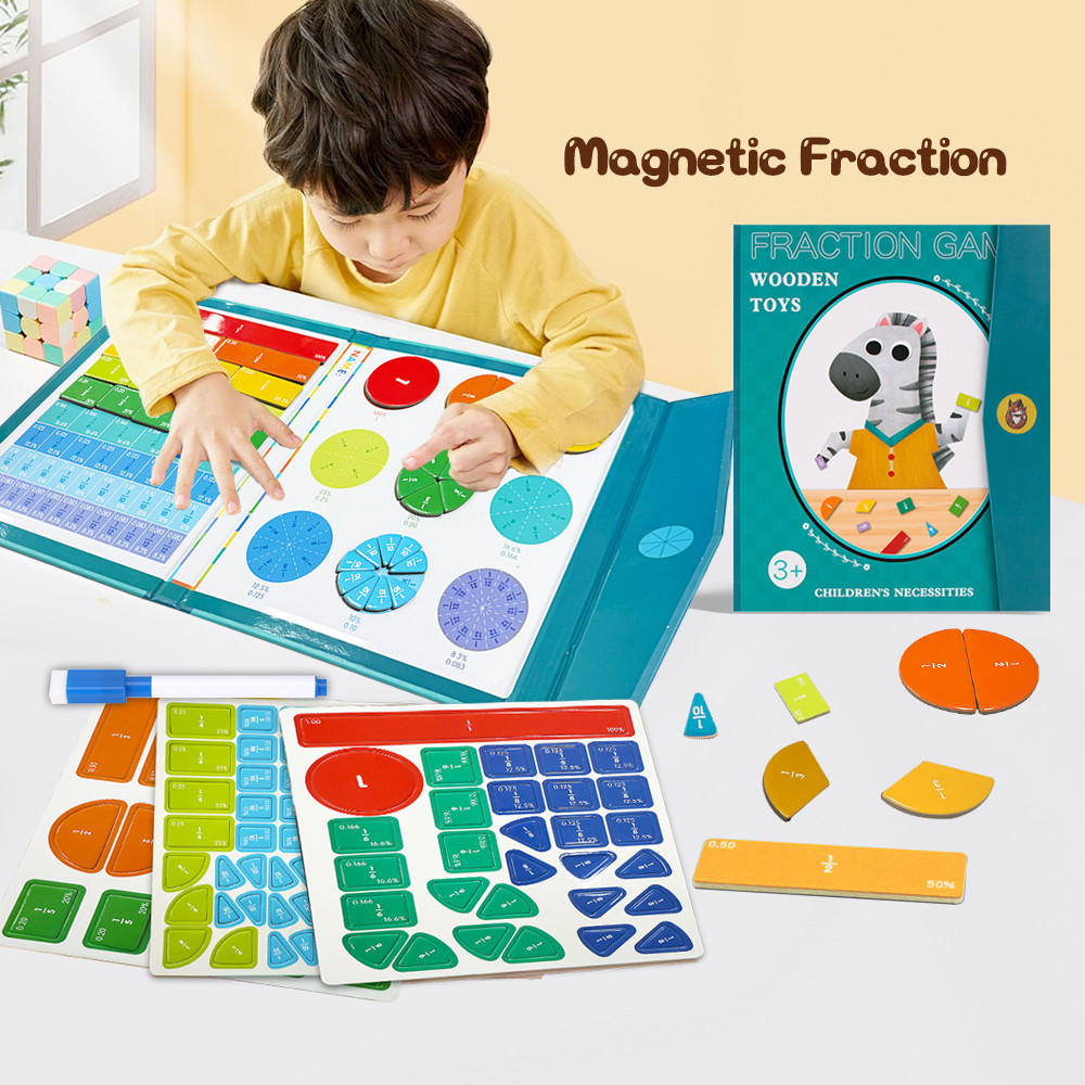WB Magnetic Fraction Math Toys Montessori Kids Learning Fraction ...