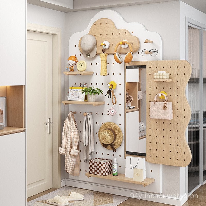 Solid Wood Wire-Wrap Board Customized Storage Rack Hallway Wall Wall ...