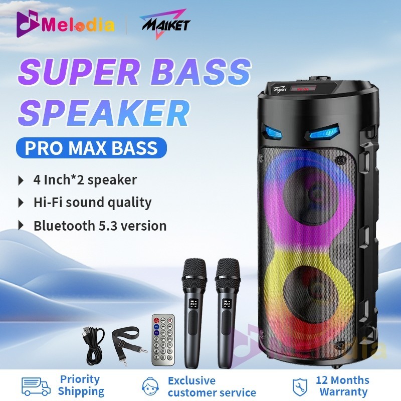 【PRO MAX BASS】Speaker Bluetooth Karaoke With Free Mic Big Size Original ...