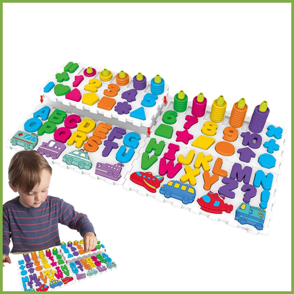 Alphabet Number Shape Puzzles Wooden Letter Number Matching Puzzle Game ...