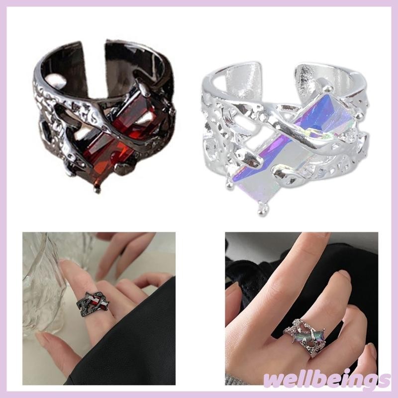 WELL Contemporary Gemstones Embedded Rings in Fluid Lava Design Stylish ...