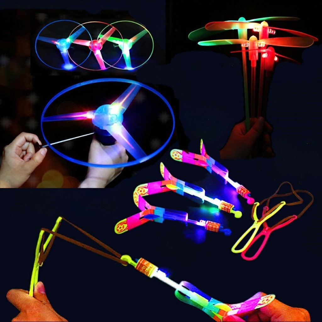 Glowing pinwheel toy, dart shootingSlingshot made of elastic band with ...