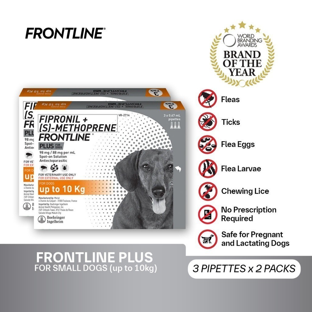 Frontline Plus For Small Dogs Anti Tick And Flea Spot-On Anti Itch Pulgas  Garapata Pipettes x