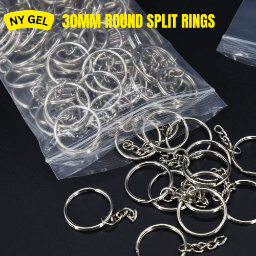 ROUND SPLIT KEY Ring with Chain and Open Jump,30MM Split Round Keychain ...