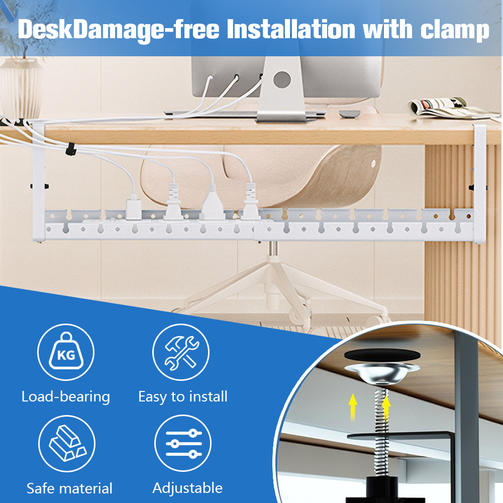 Expandable Under Desk Cable Management Tray Heavy Duty Cord Organizer ...