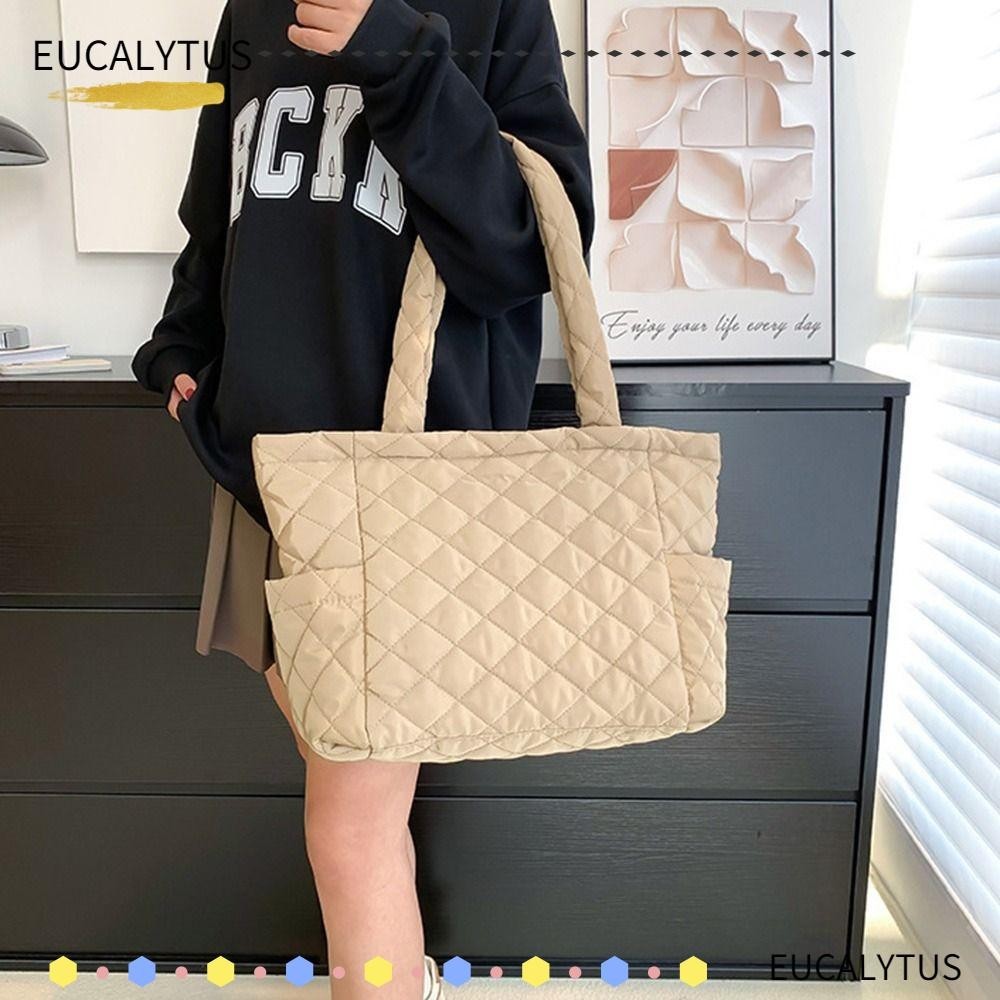 EUTUS Puffer Tote Bag, Large Capacity Pleated Cloud Quilted Puffy ...