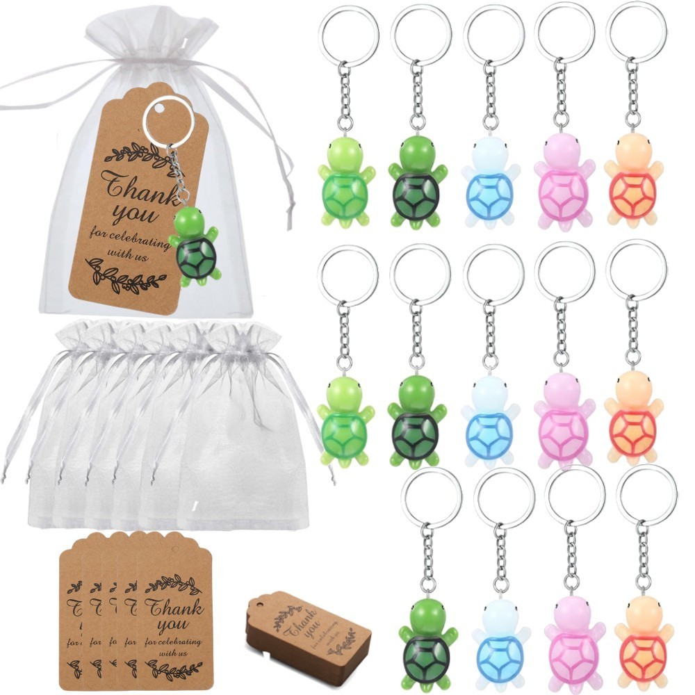 10Sets,Turtle Keychain Bulk Party Favors with Thank You Tag Gift ...