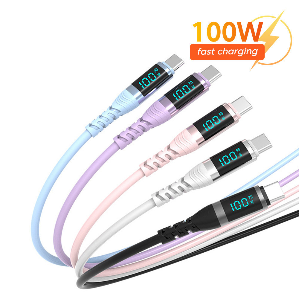 Twitch PD100W Colorful Silicone Type C to Type C Cable Digital Display ...