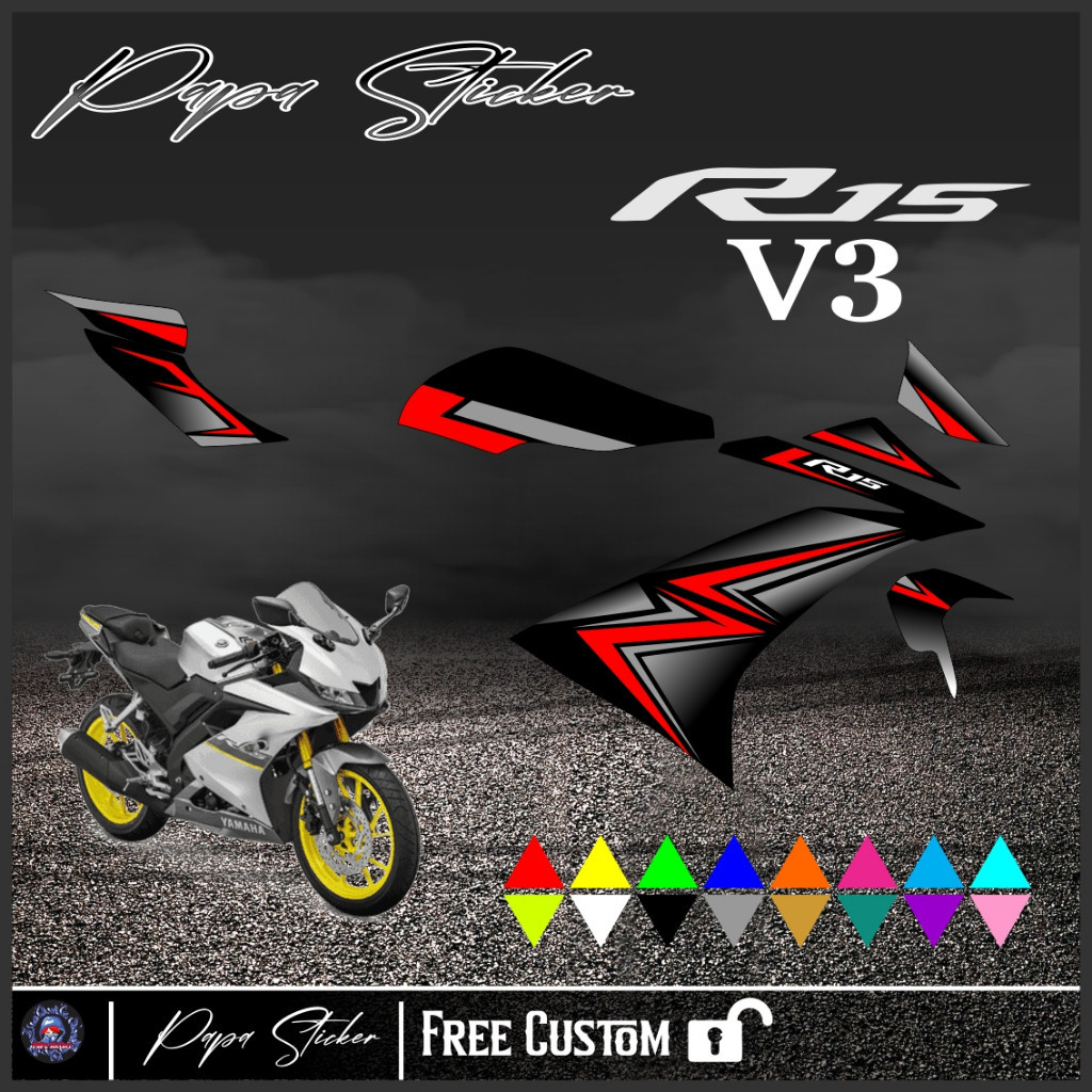 R15 Striping YAMAHA R15 Motorcycle Sticker Variations V3 CODE 01 ...