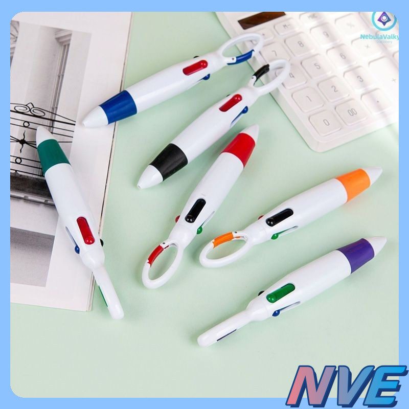 NVE Students' daily writing push pen carabiner four-color ballpoint pen ...