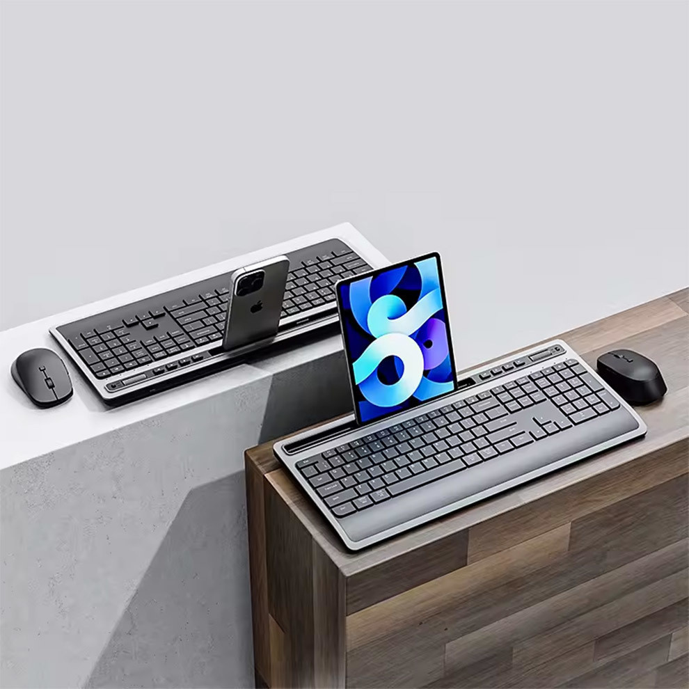 Full Size Wireless Keyboard and Mouse Combo,2.4G Ergonomic Wireless ...