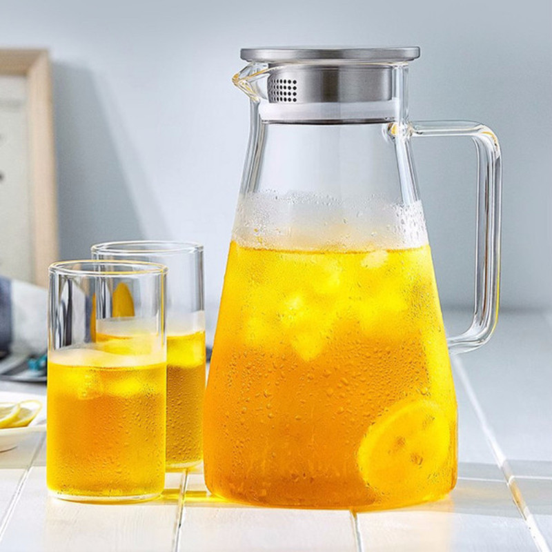 large teapot with filter lid clear glass tea pot for hot water cold