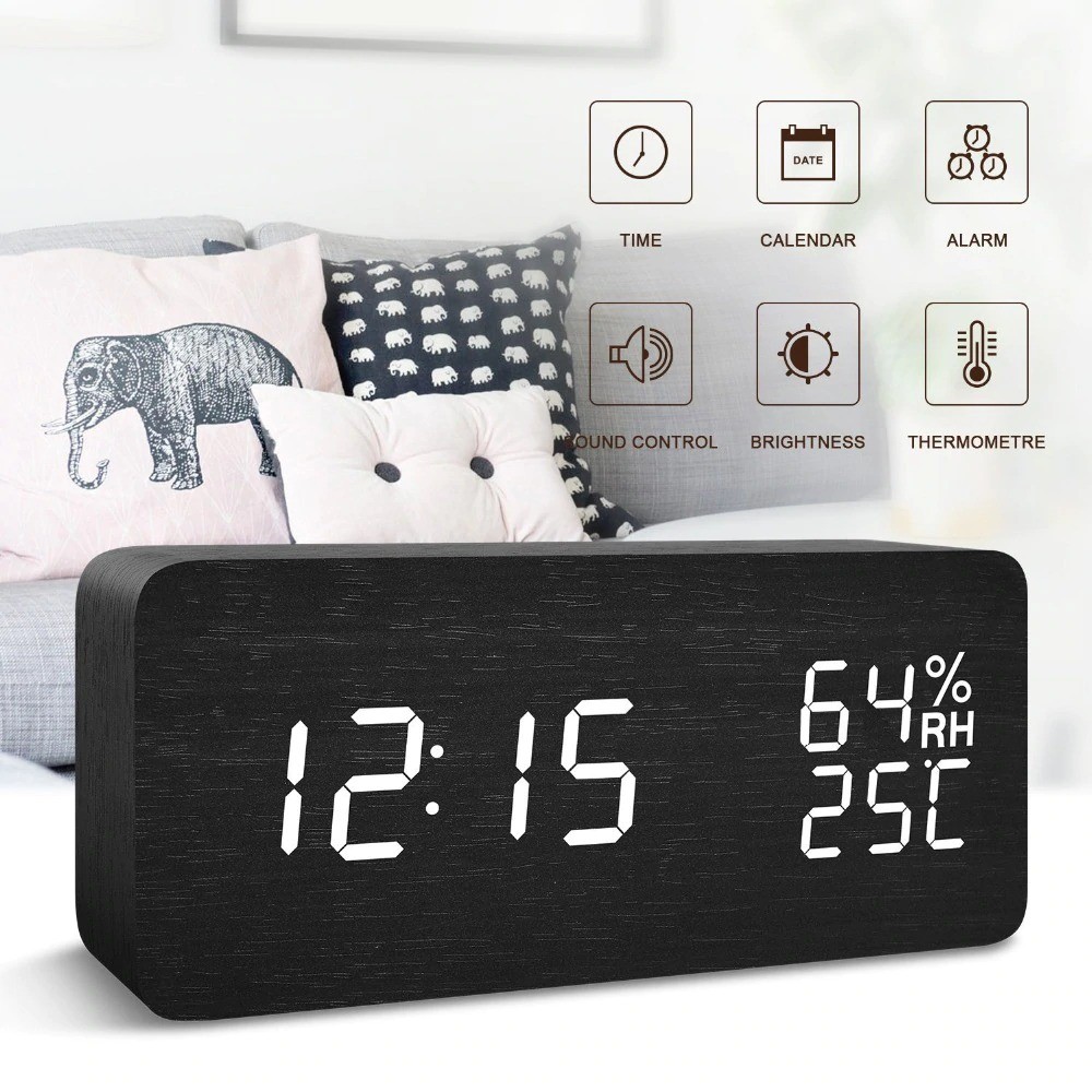 Led CLOCK TEMPERATURE HUMIDIFIER CONTROL DIGITAL TABLE CLOCK - TAFFWARE ...
