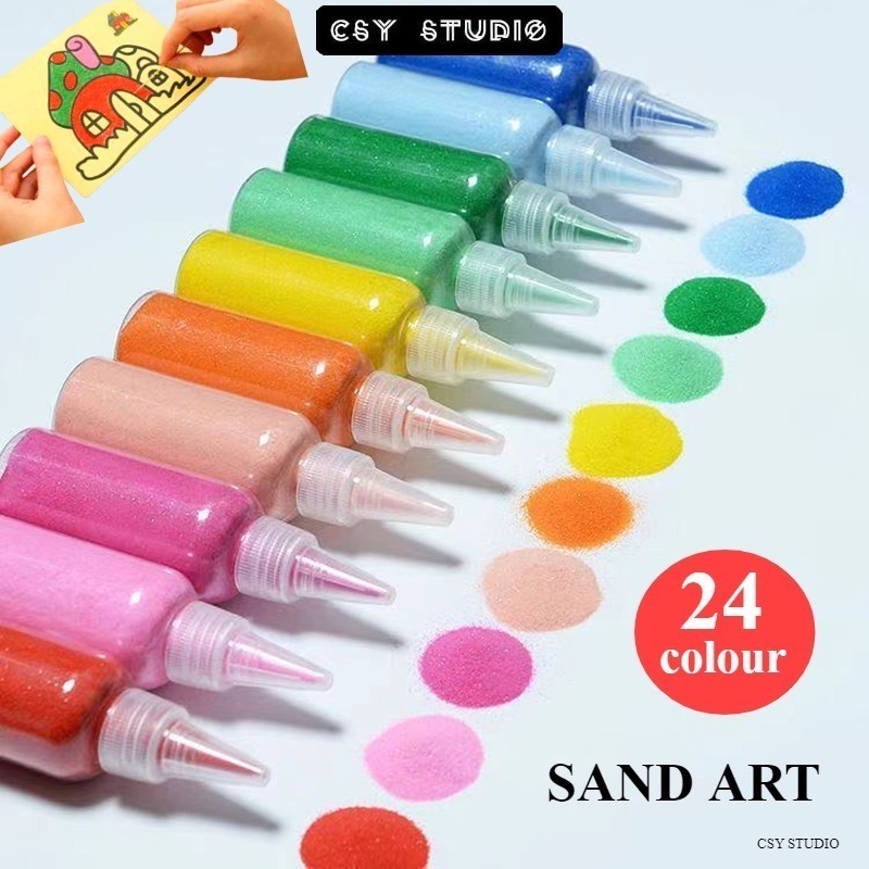 24 Sand Colour Sand Art for Kids Art Set Sand Painting Set Pasir Color ...