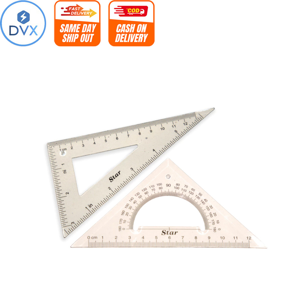 DVX Triangle Shaped Ruler Set of 2 Plastic Transparent | Shopee Philippines