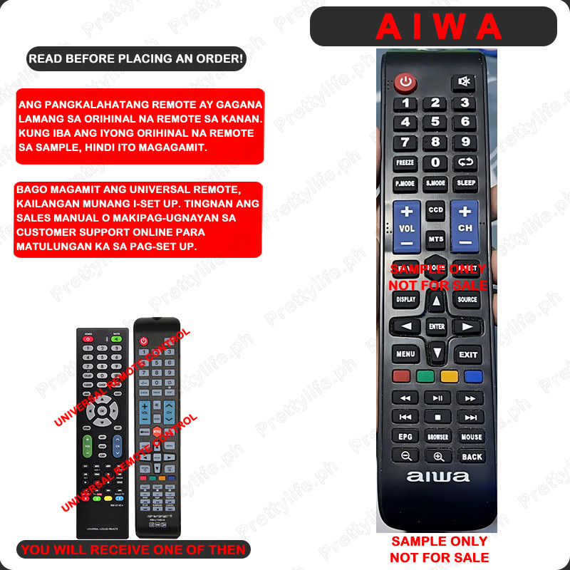 Universal remote control for AIWA Remote Control Universal Remote ...