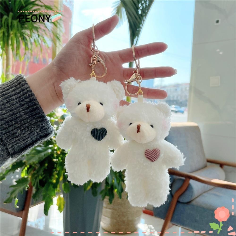 PEONY Teddy Bear Keychain, Trinket Kawaii Plush Rabbit Pendant Keychain ...