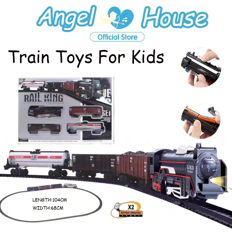 Angel House Train Toys For Kids Electric Retro Assembled Small Train With  Track Set Puzzle Boy Toy