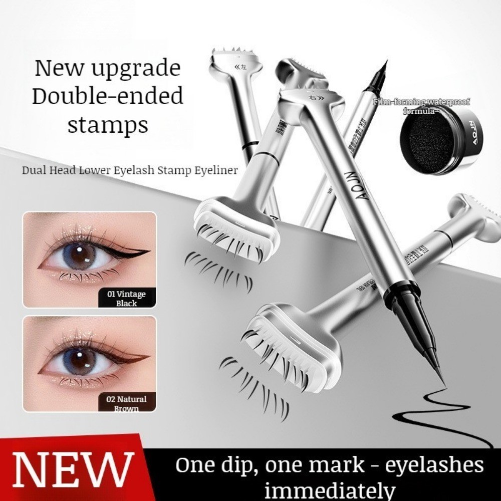 Doubleended Lower Eyelash Stamp Pen 2IN1 Waterproof Long Lasting Black