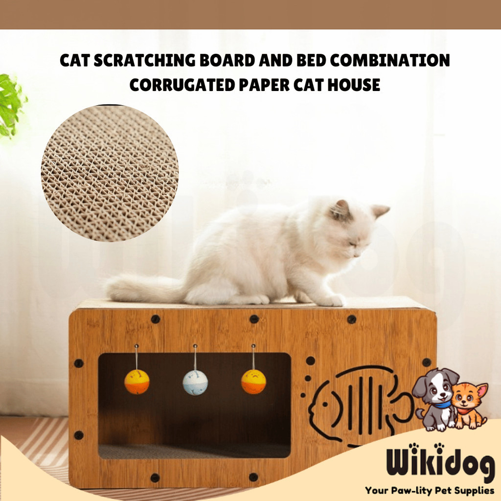 Cat Scratching Board and Bed Combination Corrugated Paper Cat House ...