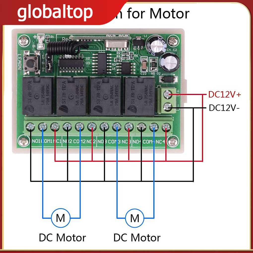 1/2 Garage Door Electric Receiver Transmitter DC 12V 4 Key Relay