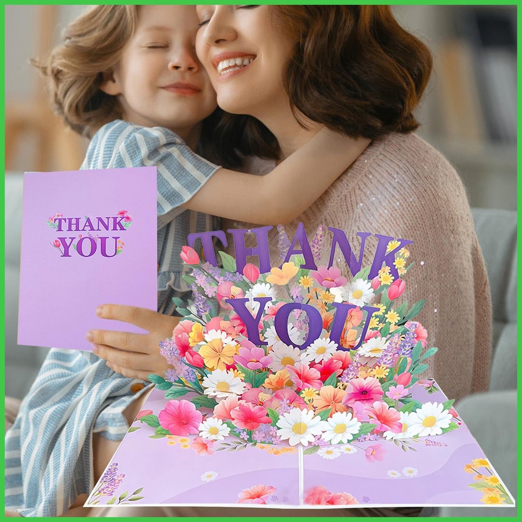 Pop Up Flower Cards 3D Christmas Flower Thank You Card Greeting Card ...