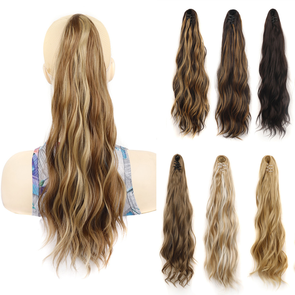 Wig clip ponytail water ripple long curly hair fluffy long curly hair ponytail