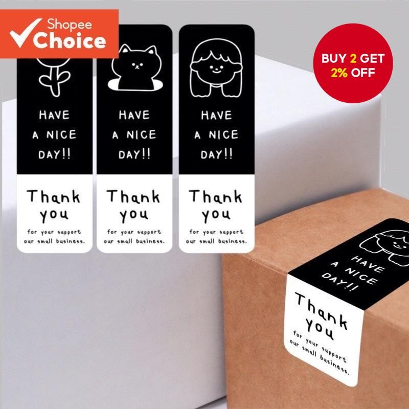 90PCS Minimalist Black White Stickers - Thank You Sealing Labels for ...