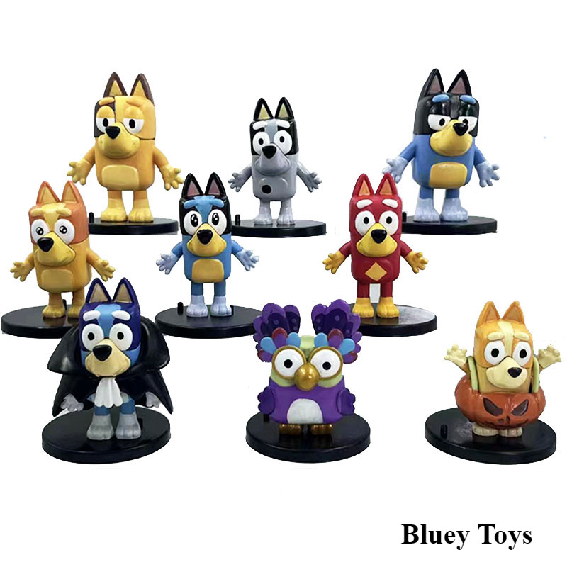 10pcs The Bluey Family Toys Doll Model Desktop Decor Bluey Action ...