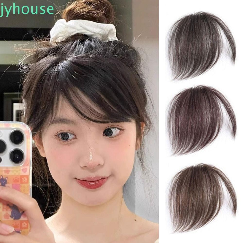 JYHOUSE Oblique Bangs, Human Hair 3D Air Bangs, Seamless Hair Extension ...