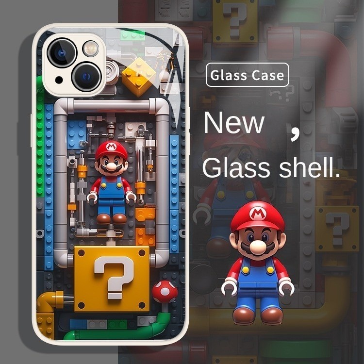 New Mario Lego Building Blocks Cartoon Pattern Straight Edge Liquid ...