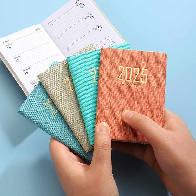 365-Day 2025 Portable A7 Pocket Planner Pu Cover Daily Weekly Schedule ...