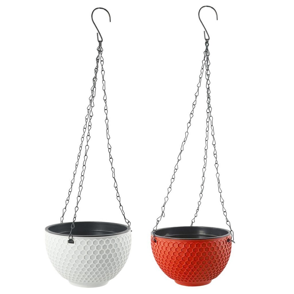 【Hot】Rattan Plaited Hanging Baskets Garden Plant Flower Pot Resin Plant