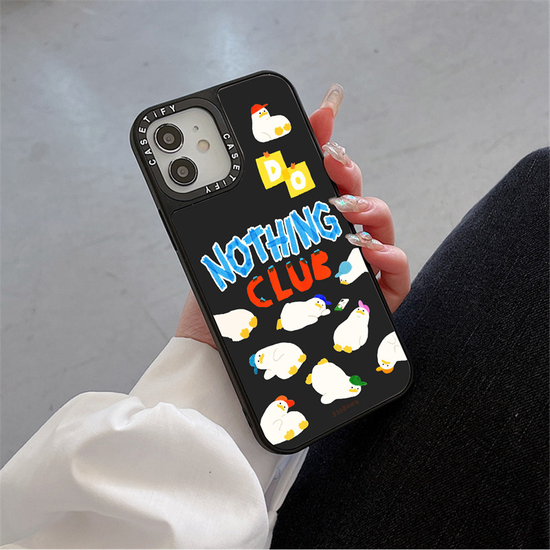 CASETiFY X Do nothing club Case PC Sliver Black Mirror Hard iPhone Case For  iPhone 16 15 14 13 12 11 Pro Max IX XS MAX XR 6s Plus Case