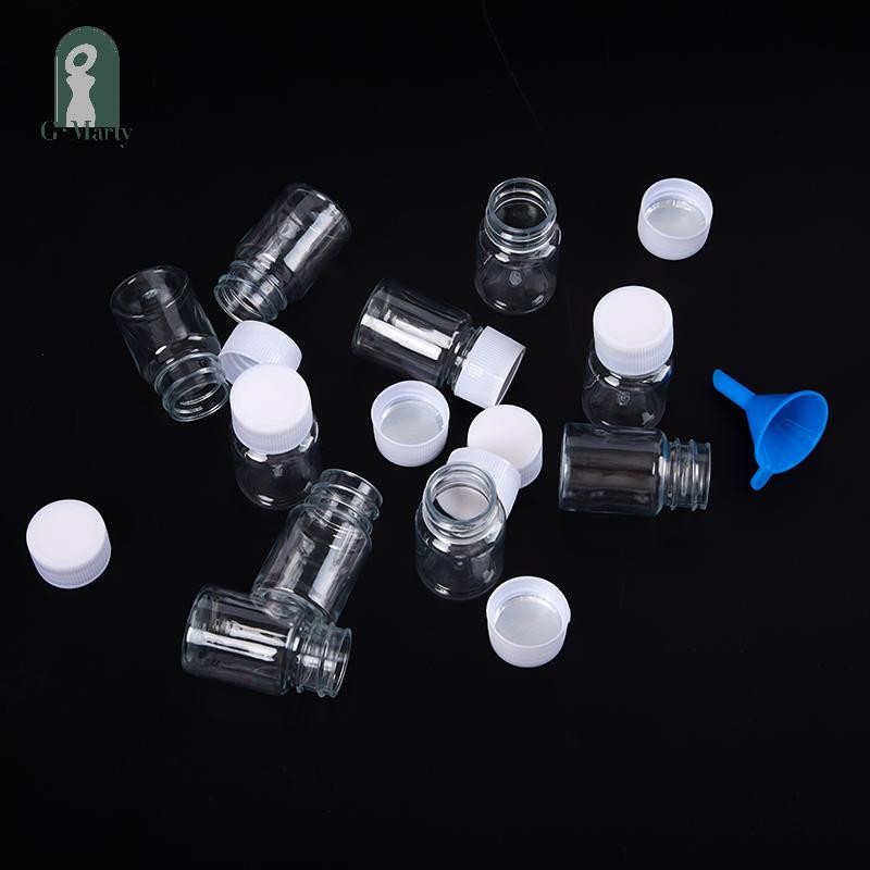 GMARTY 10PCS Plastic PET Clear Empty Seal Bottles Solid Powder Medicine ...