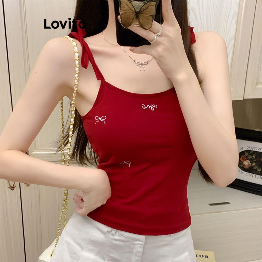 Lovito Women Casual Plain Lace Up Tank Top Lne Shopee Philippines