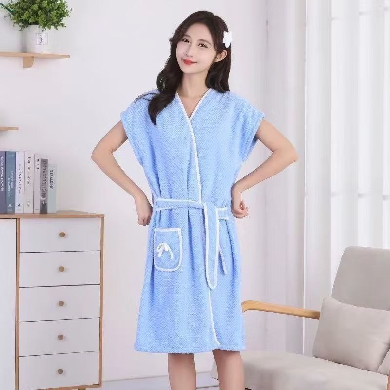 buyershop Thickened absorbent coral velvet bath robe for adults ...