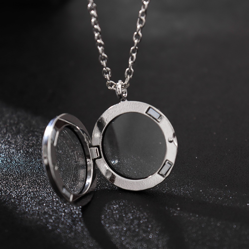 Stainless Steel Photo Locket Necklace Open Round Pendant Necklaces for ...
