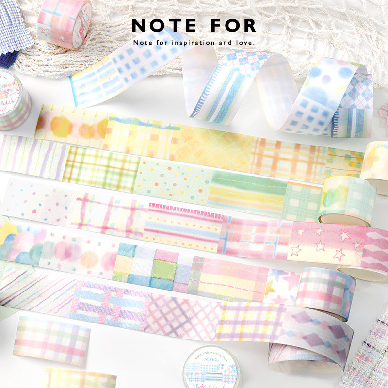 Set 8 Rotoli Nastro Adesivo Washi Colorato Per Scrapbooking - Motivi Vari - Larghezze 1 Cm E 1,5 Cm - 3 Metri Cad.