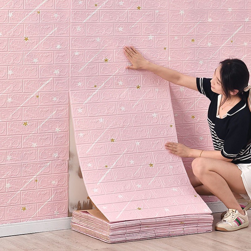 Wall Paper Dinding Adhesive Sticky Wall Decor 3D Foam Wallpaper Wall ...