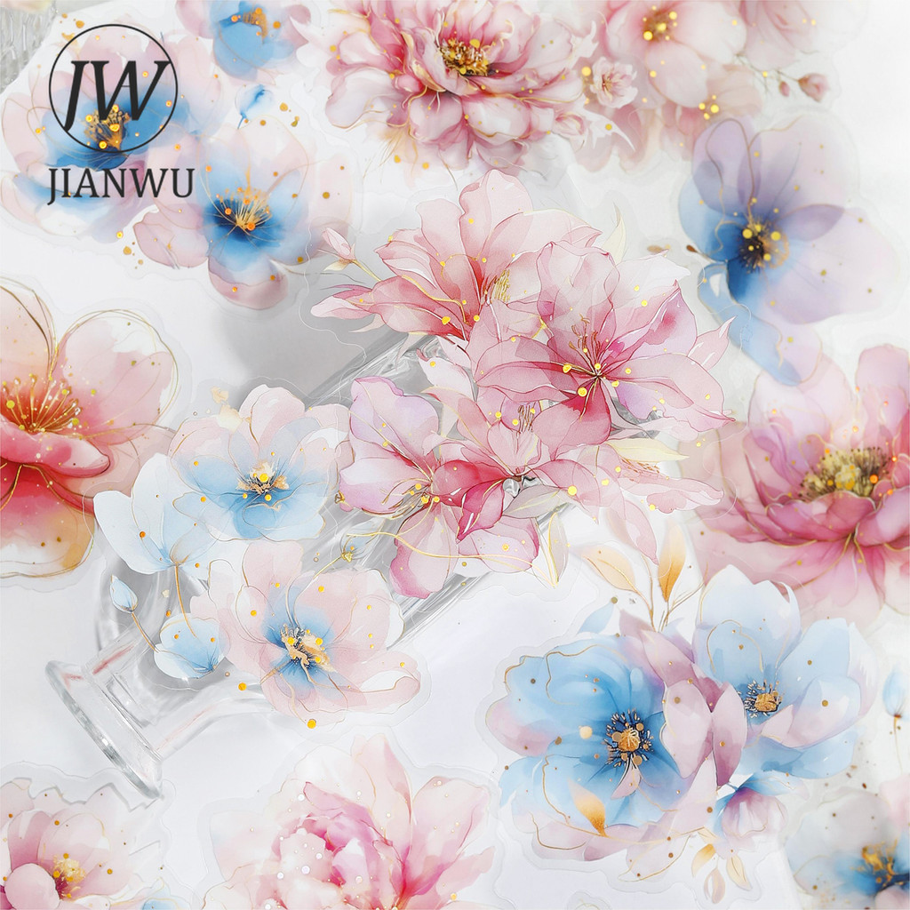 JIANWU Translucen Flowers Series Vintage Flower Bronzing Material ...