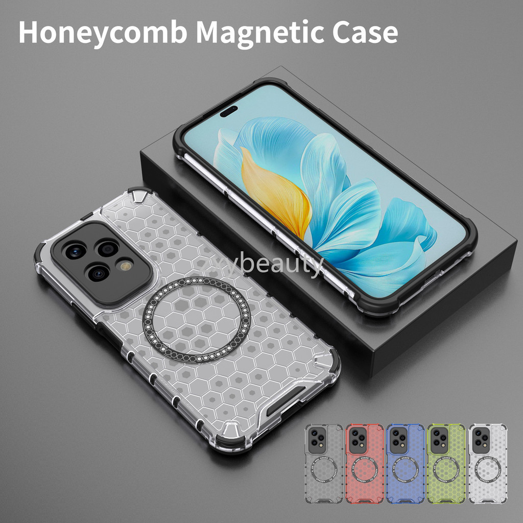 Casing For Honor 200 Pro Lite 5g 2024 Case Honeycomb Acrylic Clear Magnetic Cover For Honor200