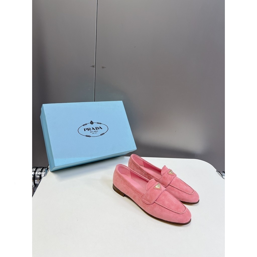 Prada 2024 Spring Summer new style classic triangle logo Slip-On shoes ...