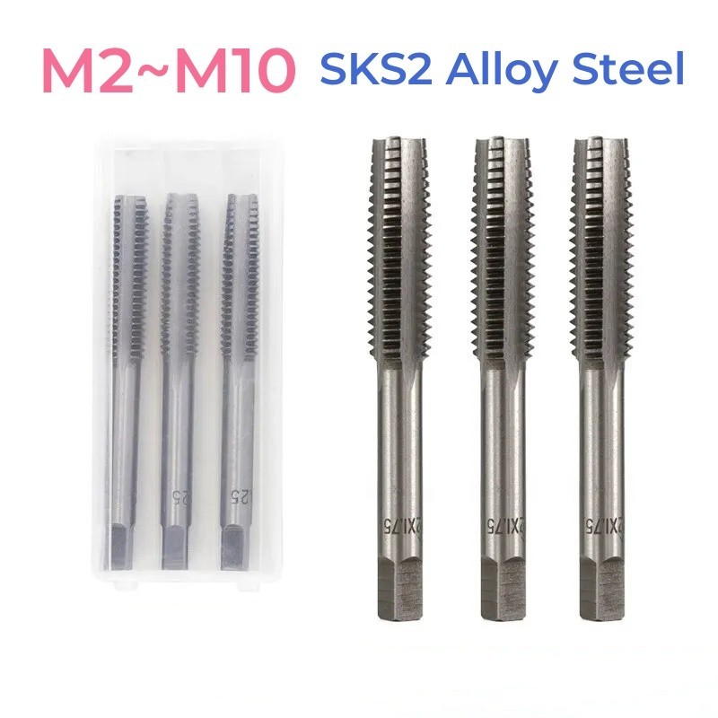 3PCS SKS2 Alloy Steel Metric Tap Machine Screw Tap Drill Bit M2~M10 Tap ...