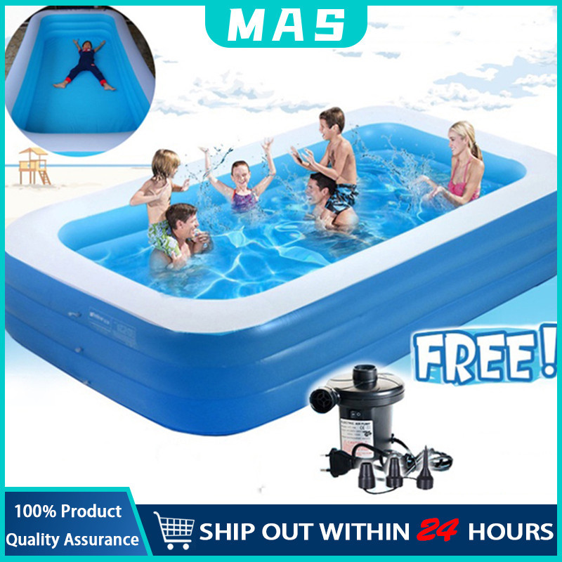 MAS Swimming Pool Adult Inflatable Rectangular Pump Home Water | Shopee ...