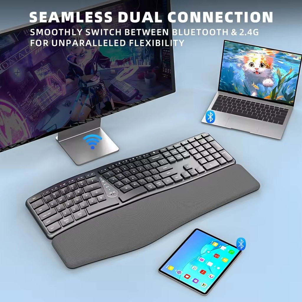 Black Myth Wukong Ergonomic 2.4G Wireless Keyboard Comfortable Natural ...